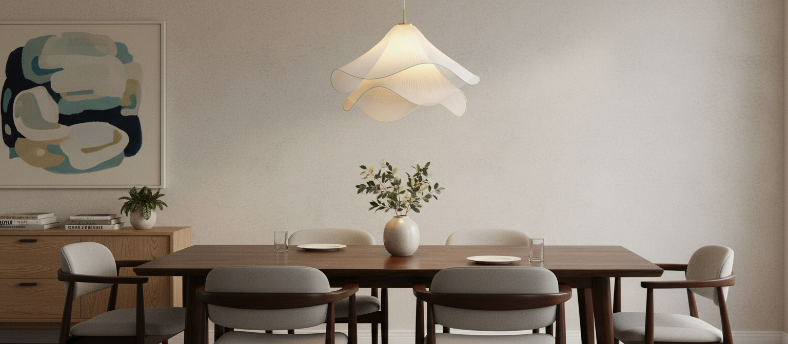 Ethereal Bloom pendant light styled over a dining table