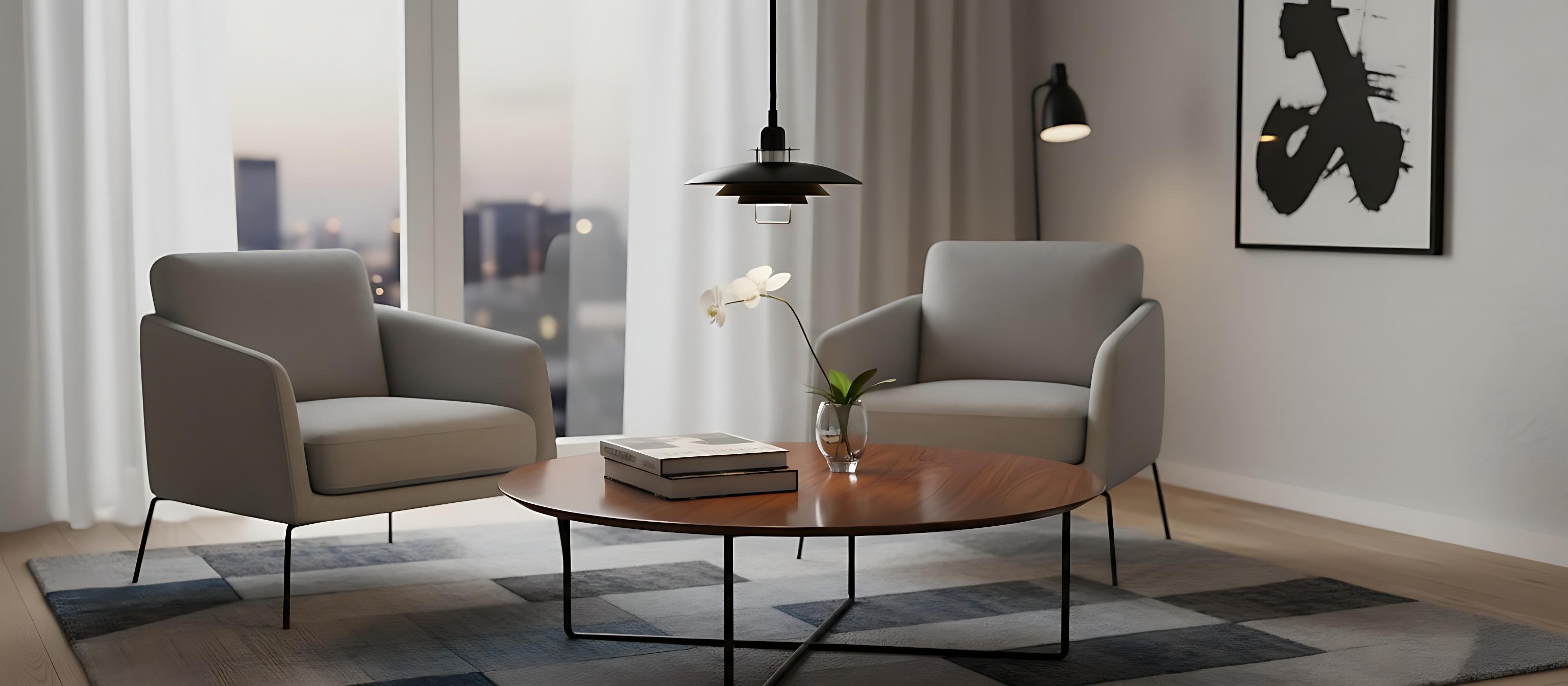 Triple Layer Scandinavian Pendant Light styled above a coffee table in a modern living room