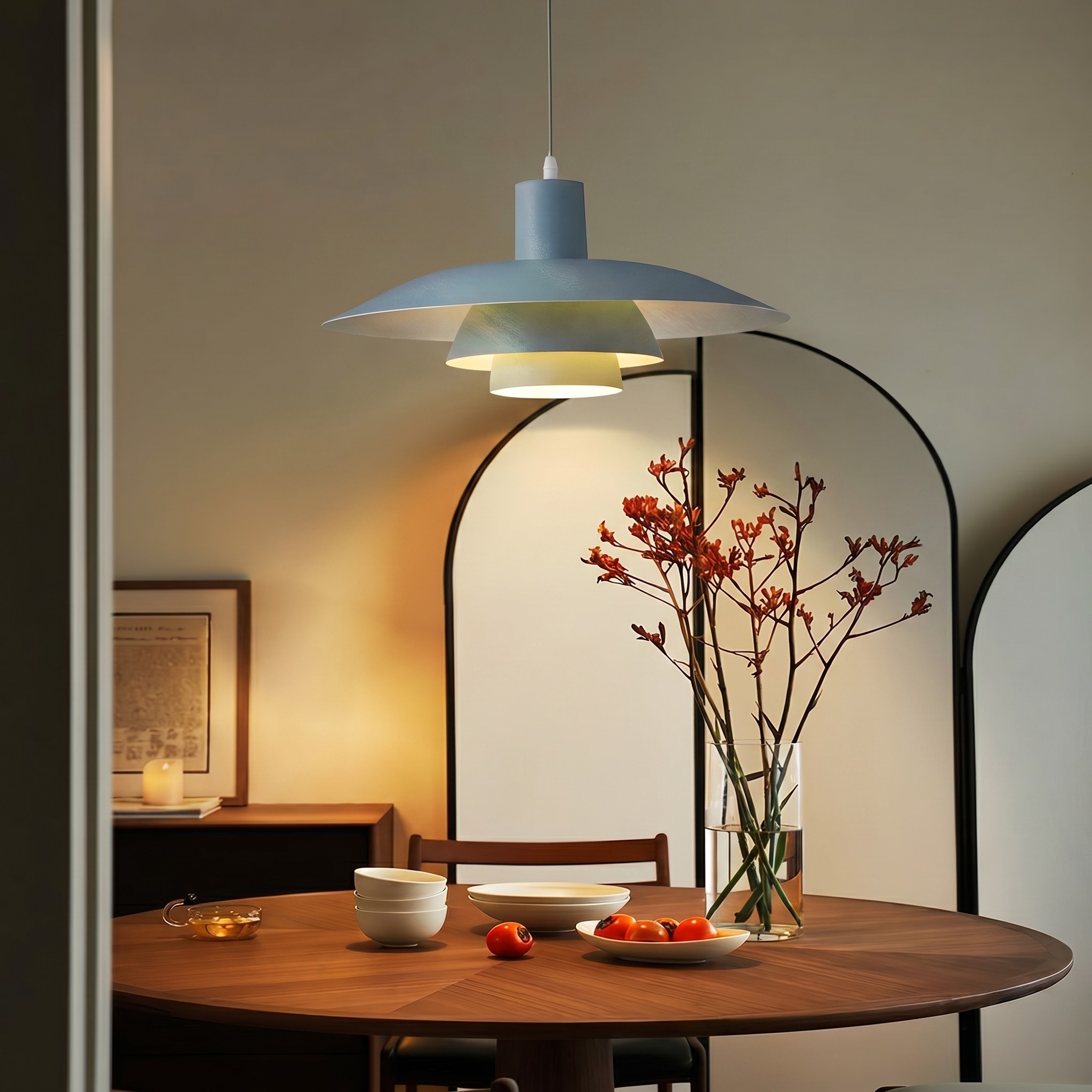 Layera pendant light over round table