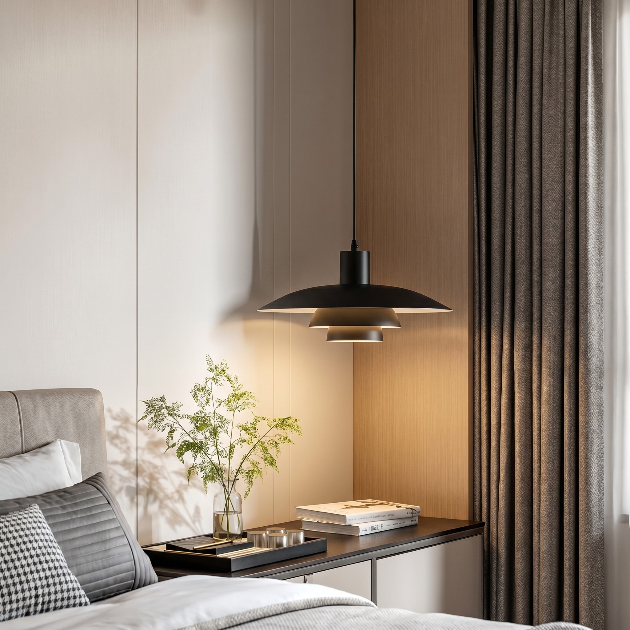 Layera pendant light in bedroom setting