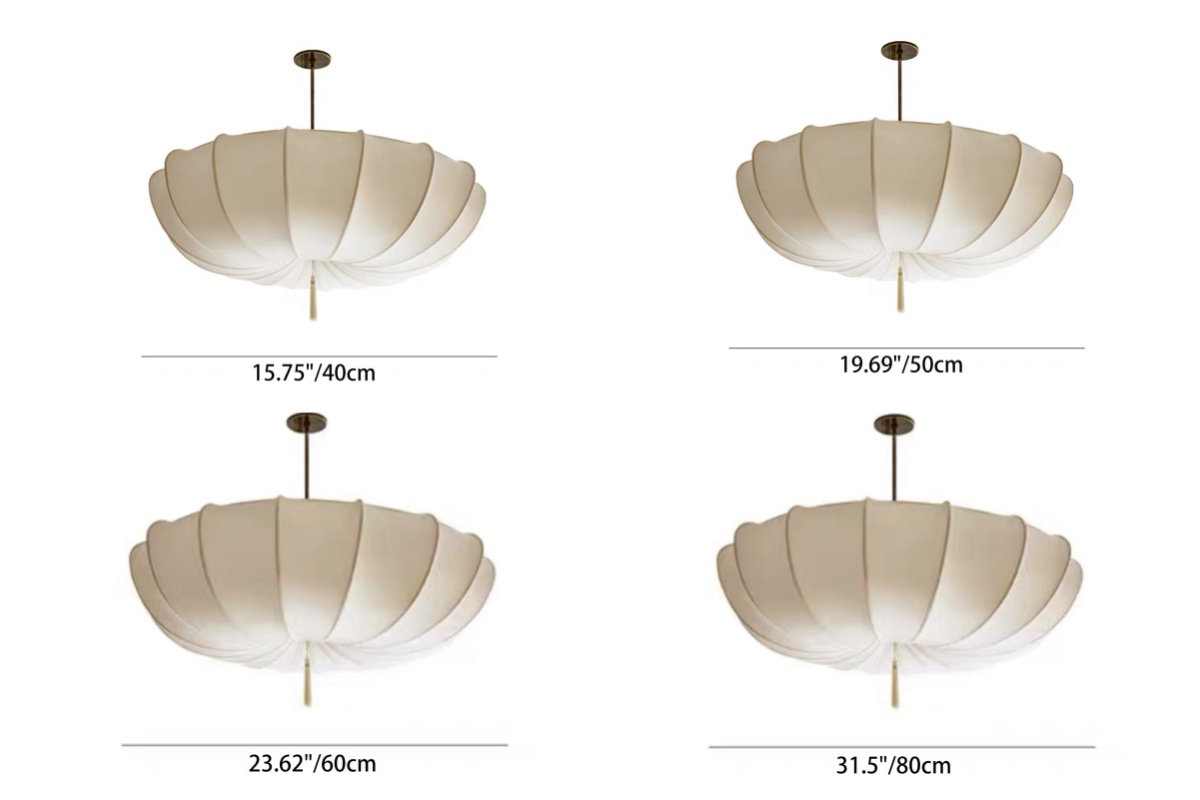 Traditional Japanese round fabric drum ceiling light size options