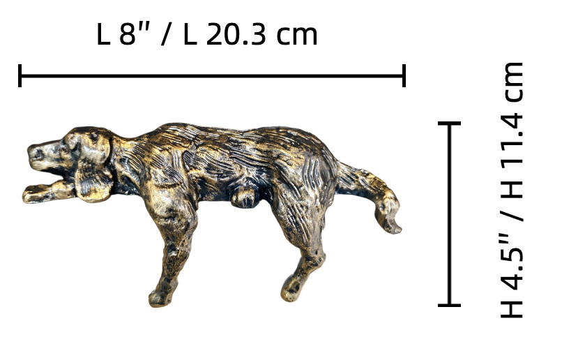 Floxo Lazy Dog Figurine dimensions: L 8 inches / L 20.3 cm and H 4.5 inches / H 11.4 cm