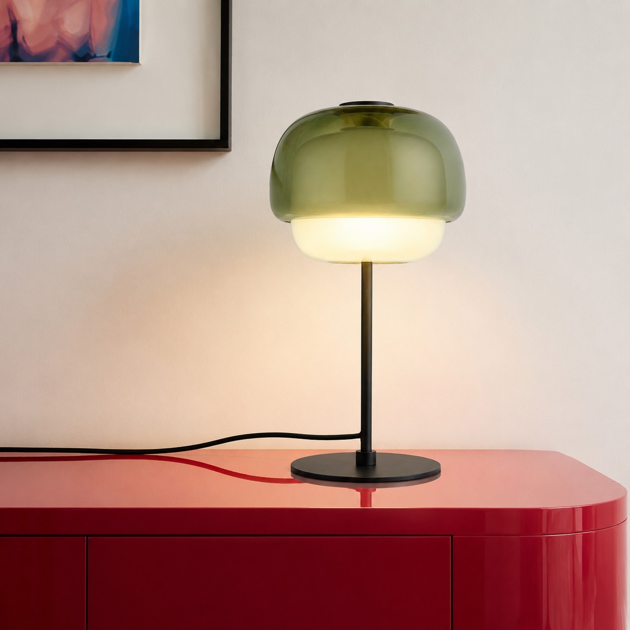 Clinco table lamp with green shade