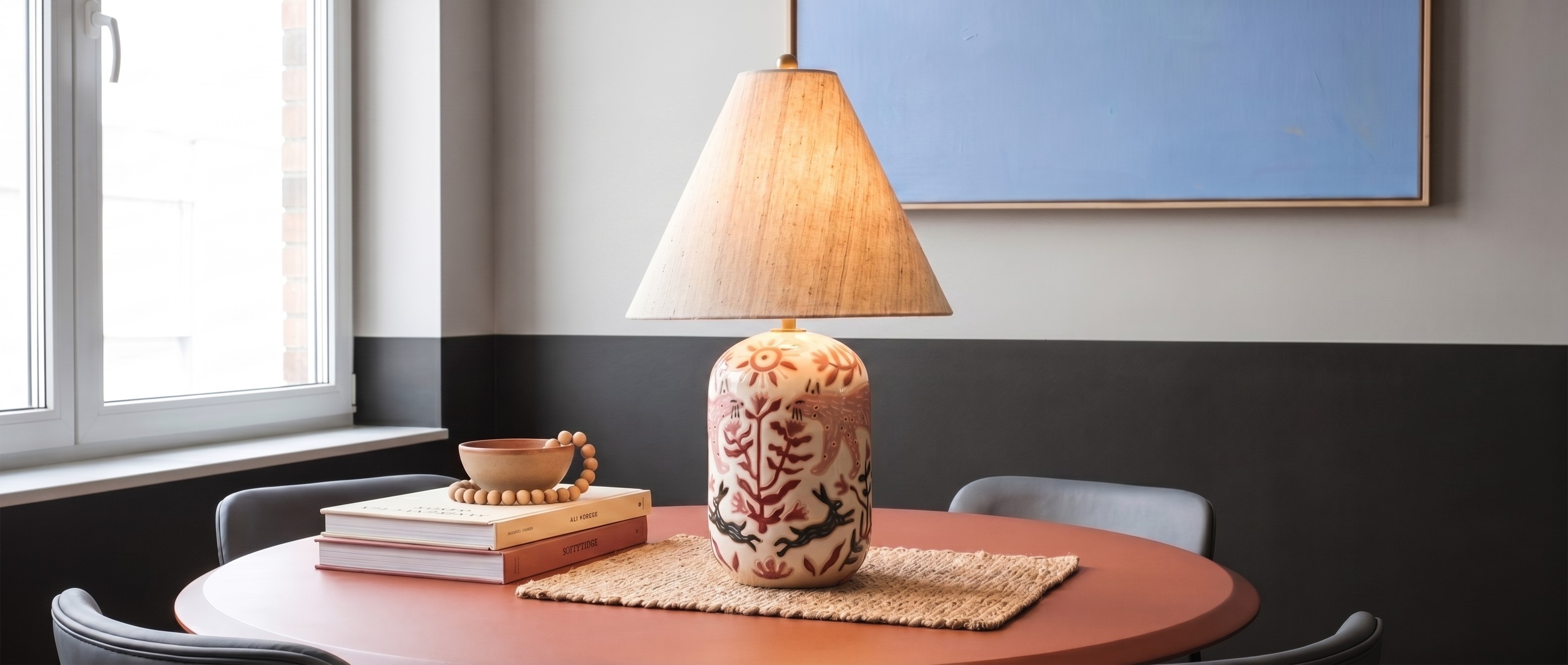 Ceruna table lamp styled on a dining table