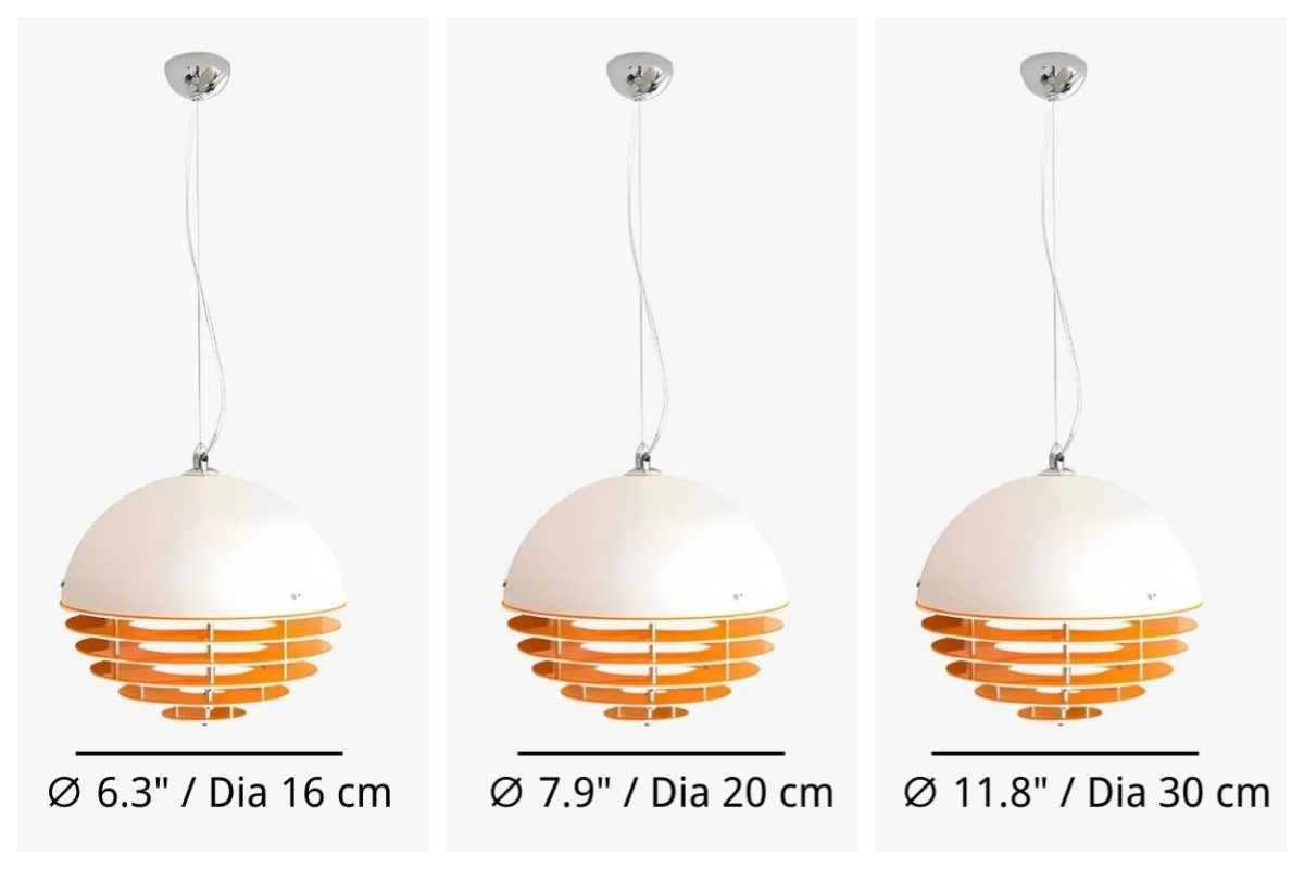 Pendant light size specification image