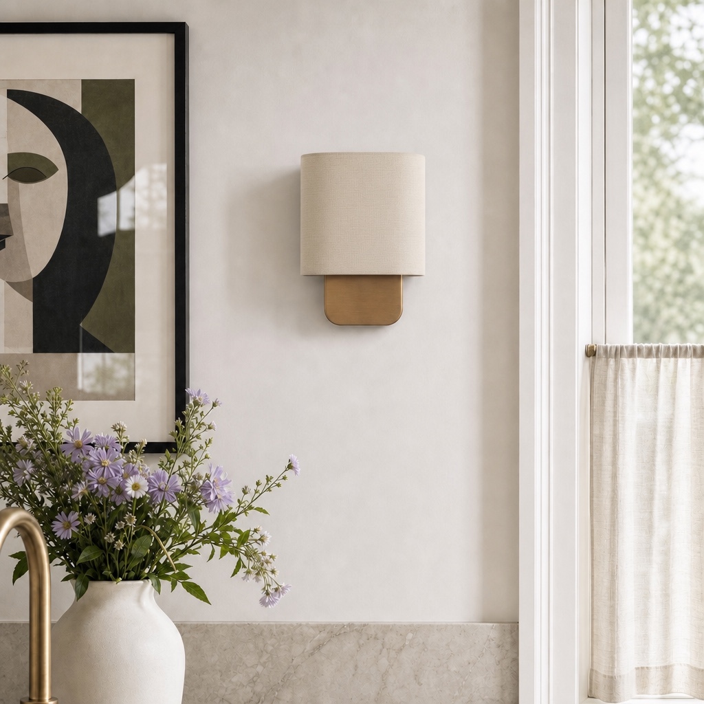 Nolvara wall sconce in a floral interior scene