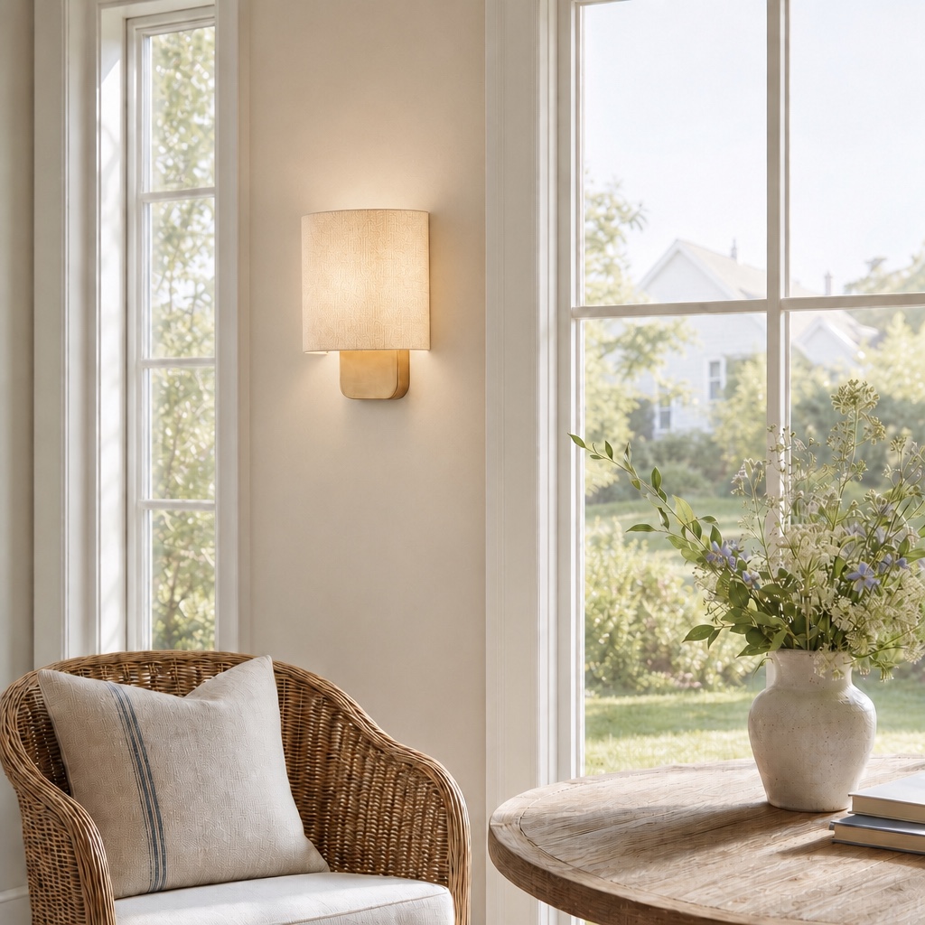 Nolvara wall sconce in a sunlit seating area
