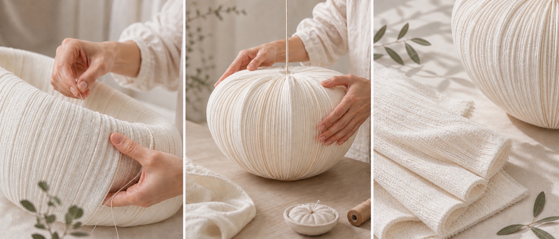 Linbron linen shade pendant light being crafted
