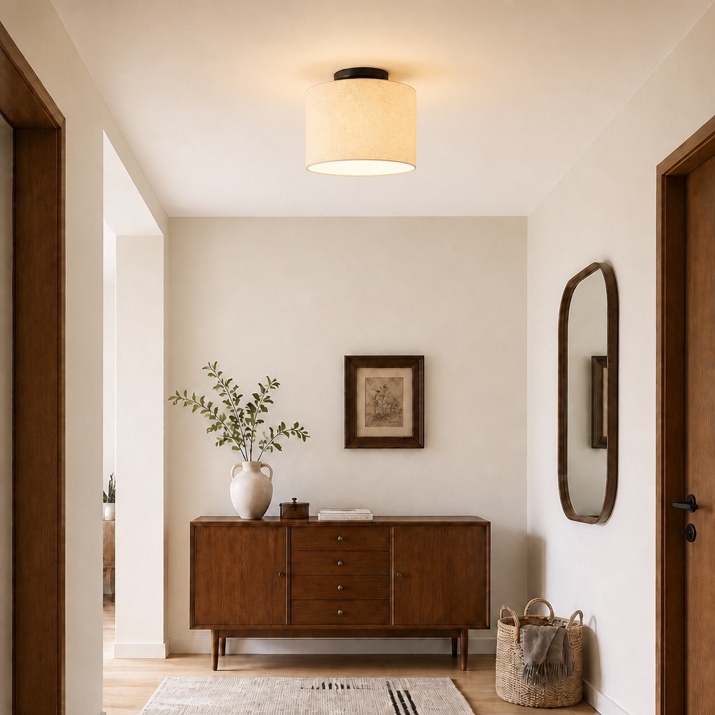 Dumora ceiling light styled in a hallway