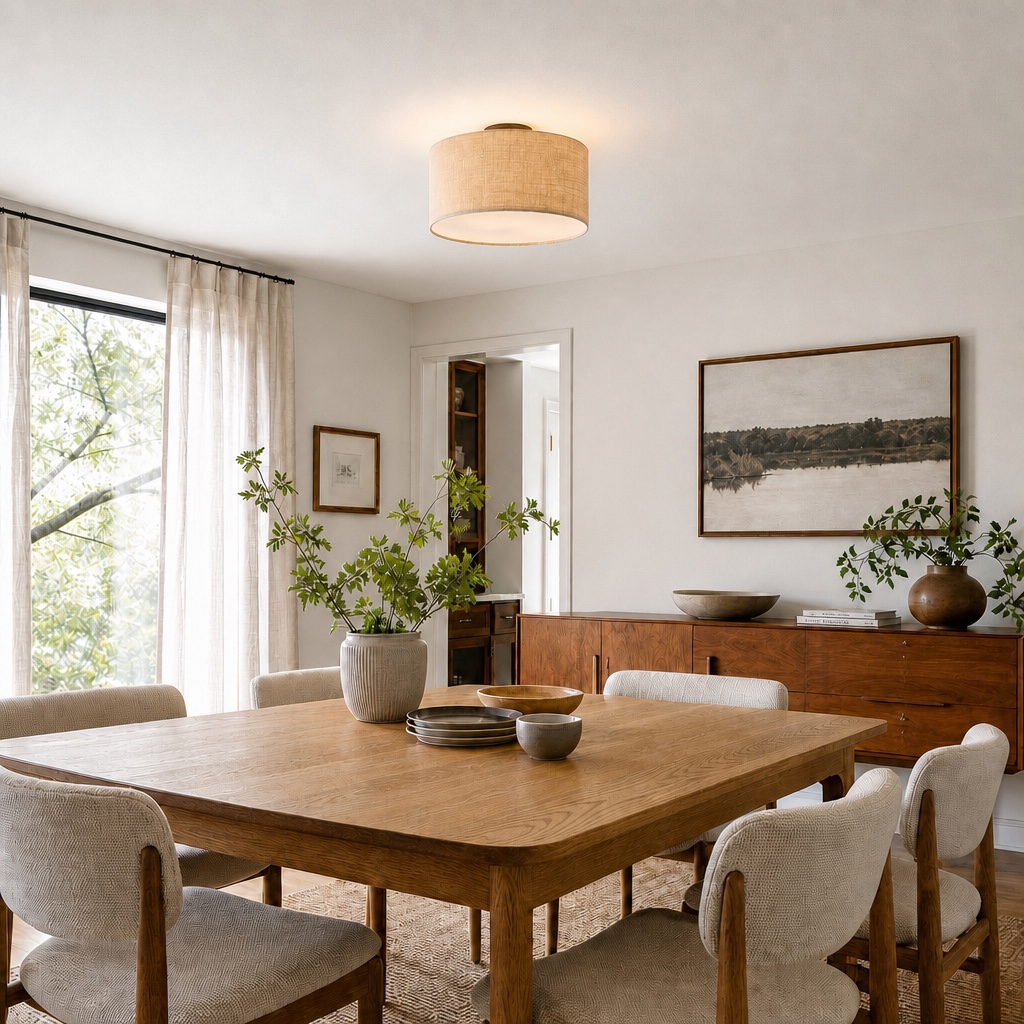 Dumora ceiling light styled above a dining table