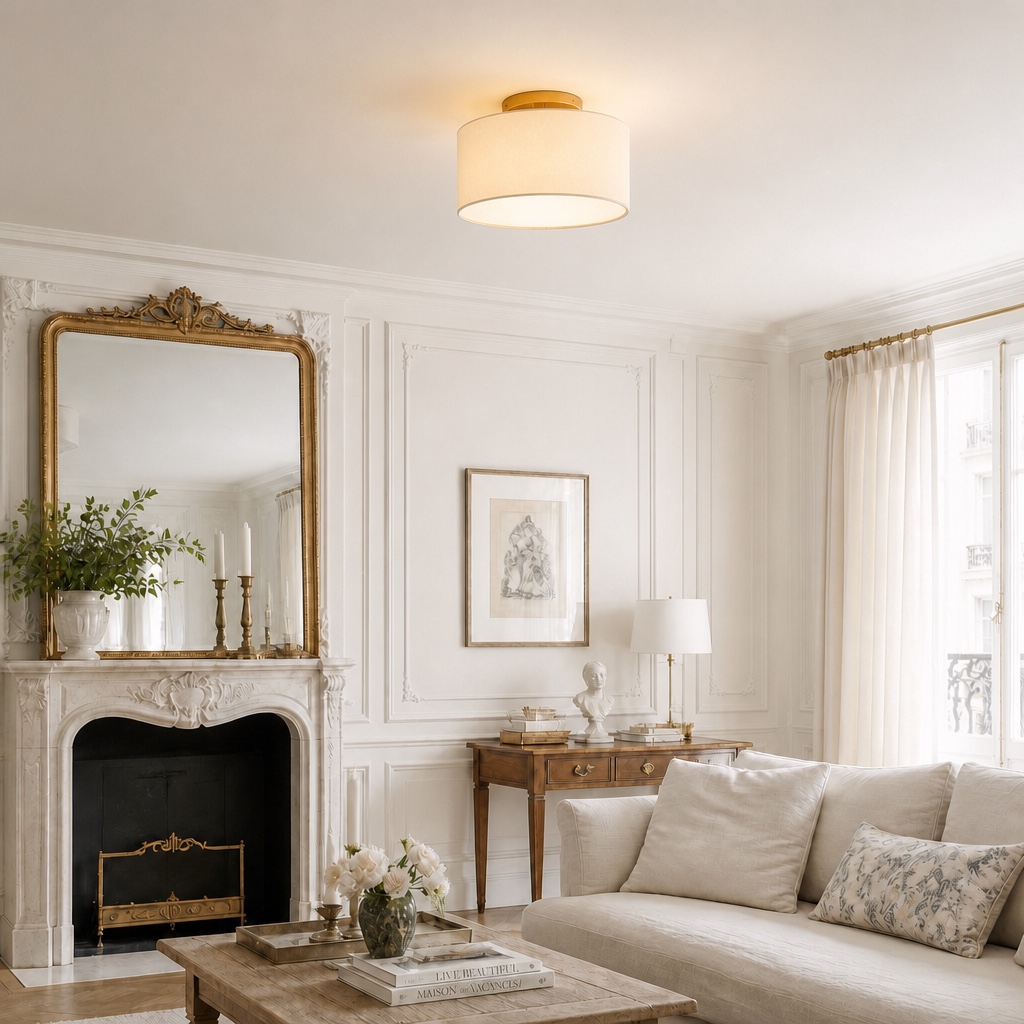 Dumora ceiling light styled in a living room
