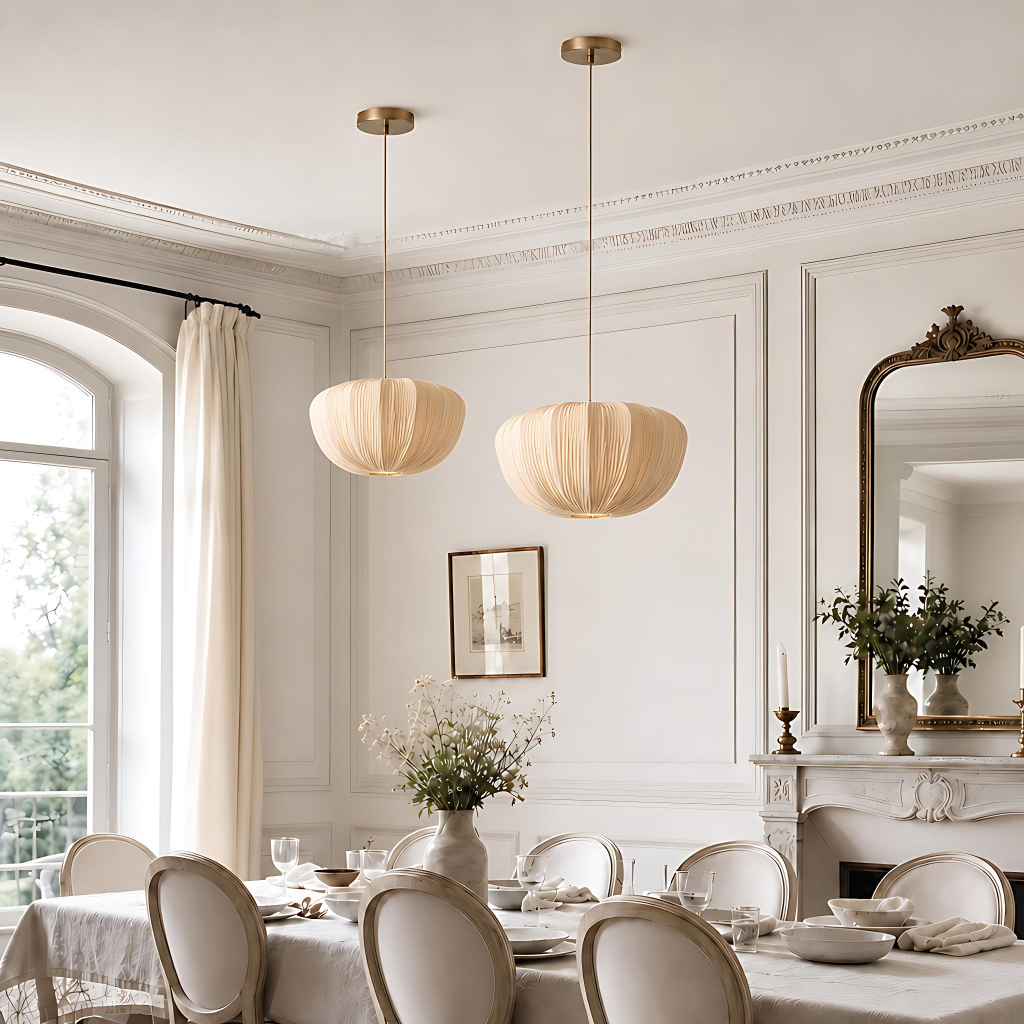 Linbron pendant lights above a dining table