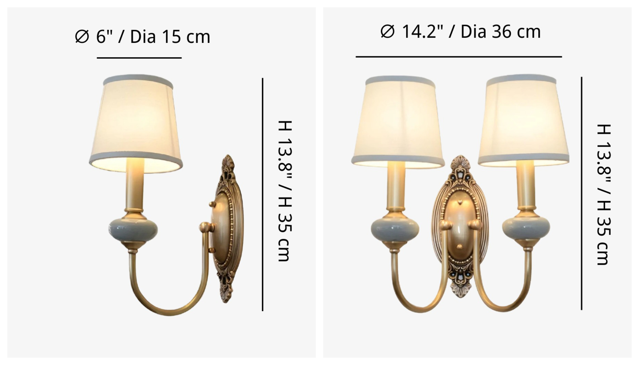 Rowanea wall sconce size diagram