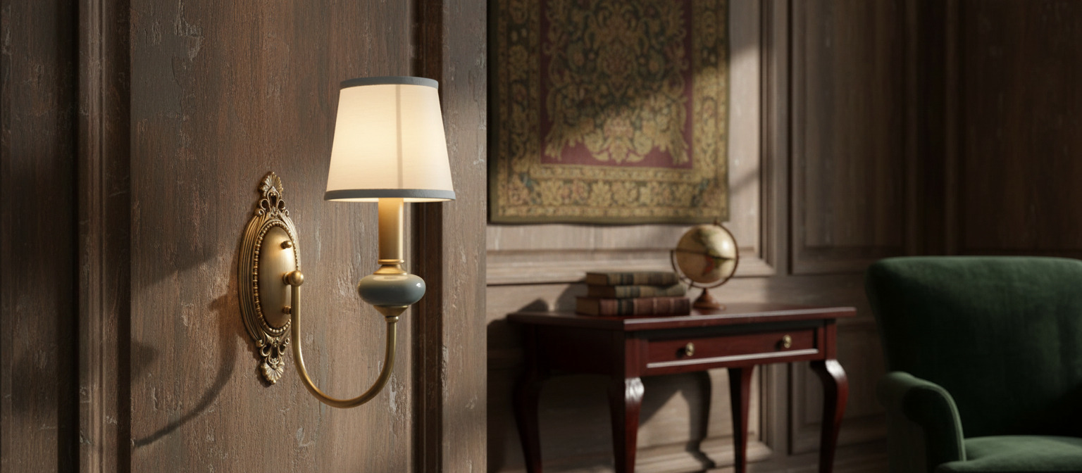 Rowanea wall sconce styled in a warm traditional room