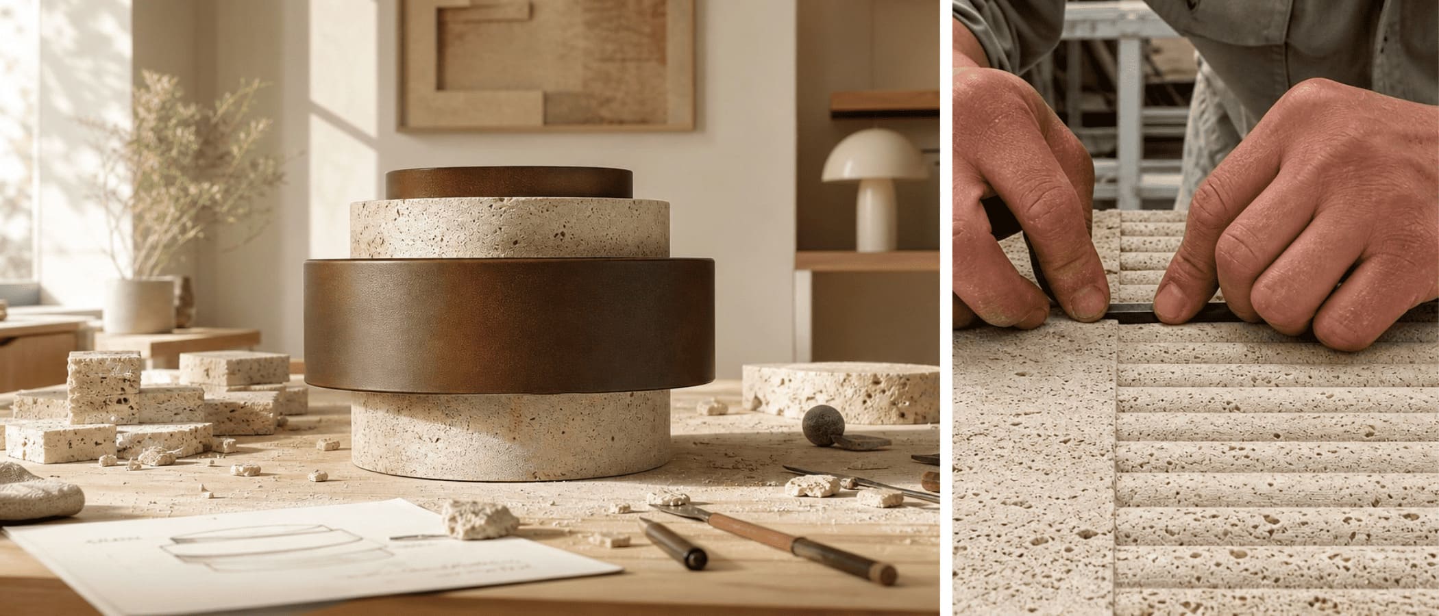Travertine stone craftsmanship detail