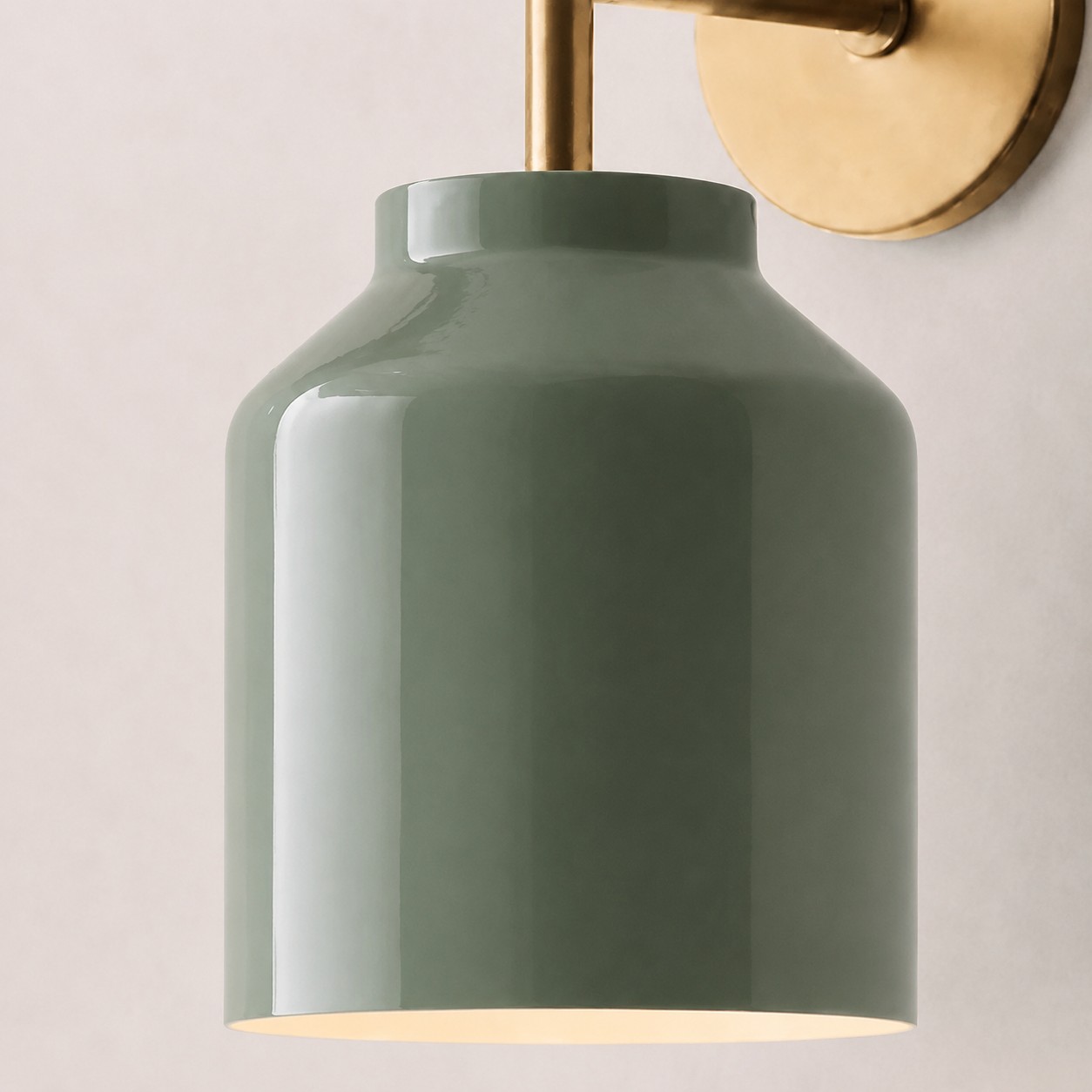 Hanton sconce green metal shade detail