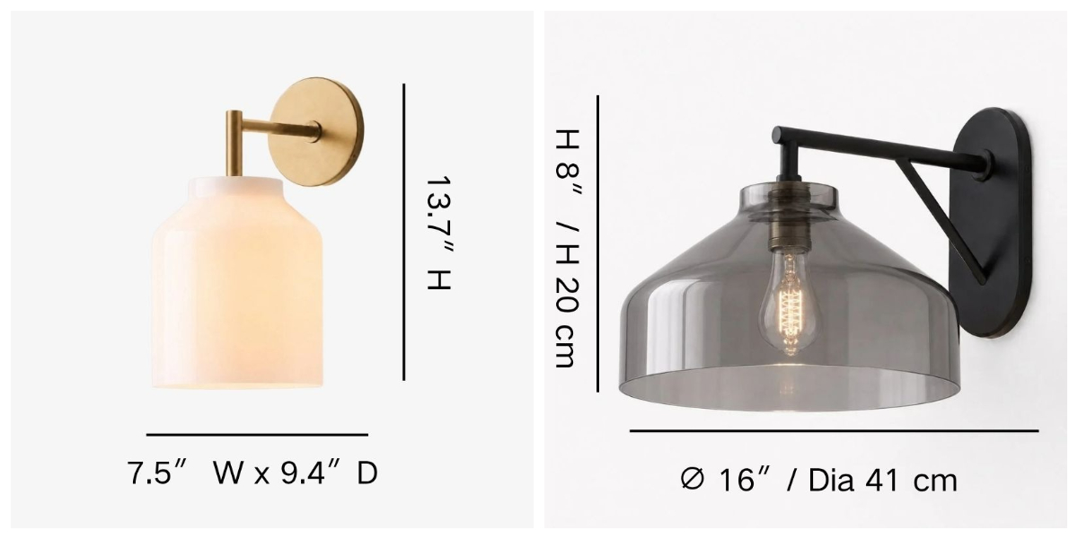 Hanton wall sconce size measurements