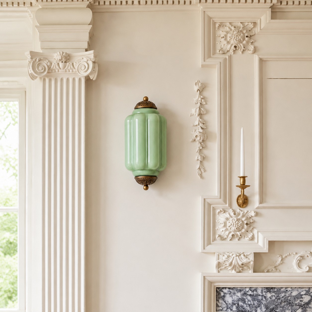 Eloise green wall light in vintage interior