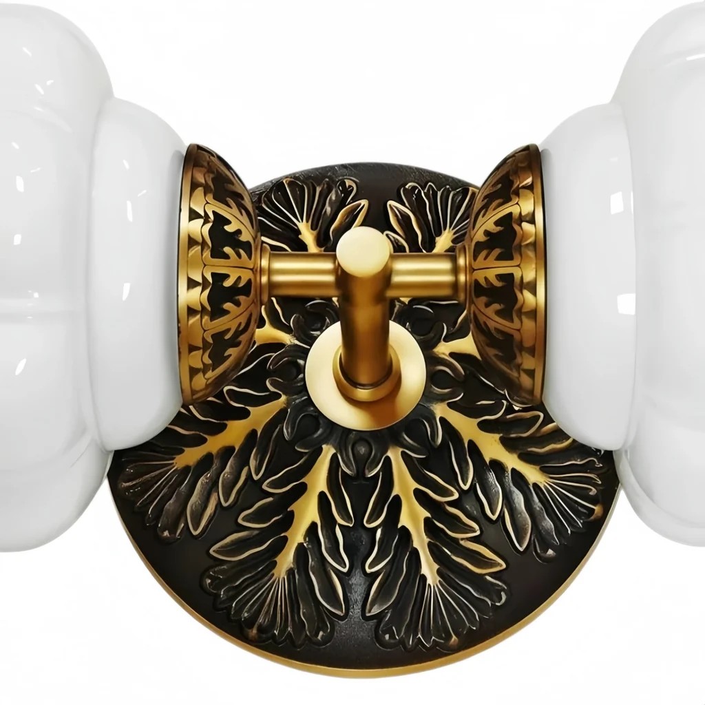 Detail view of Eloise ornate wall plate and arms