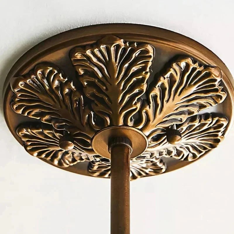 Leaf-patterned metal canopy detail