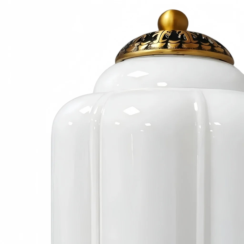 Detail view of Eloise milk glass shade