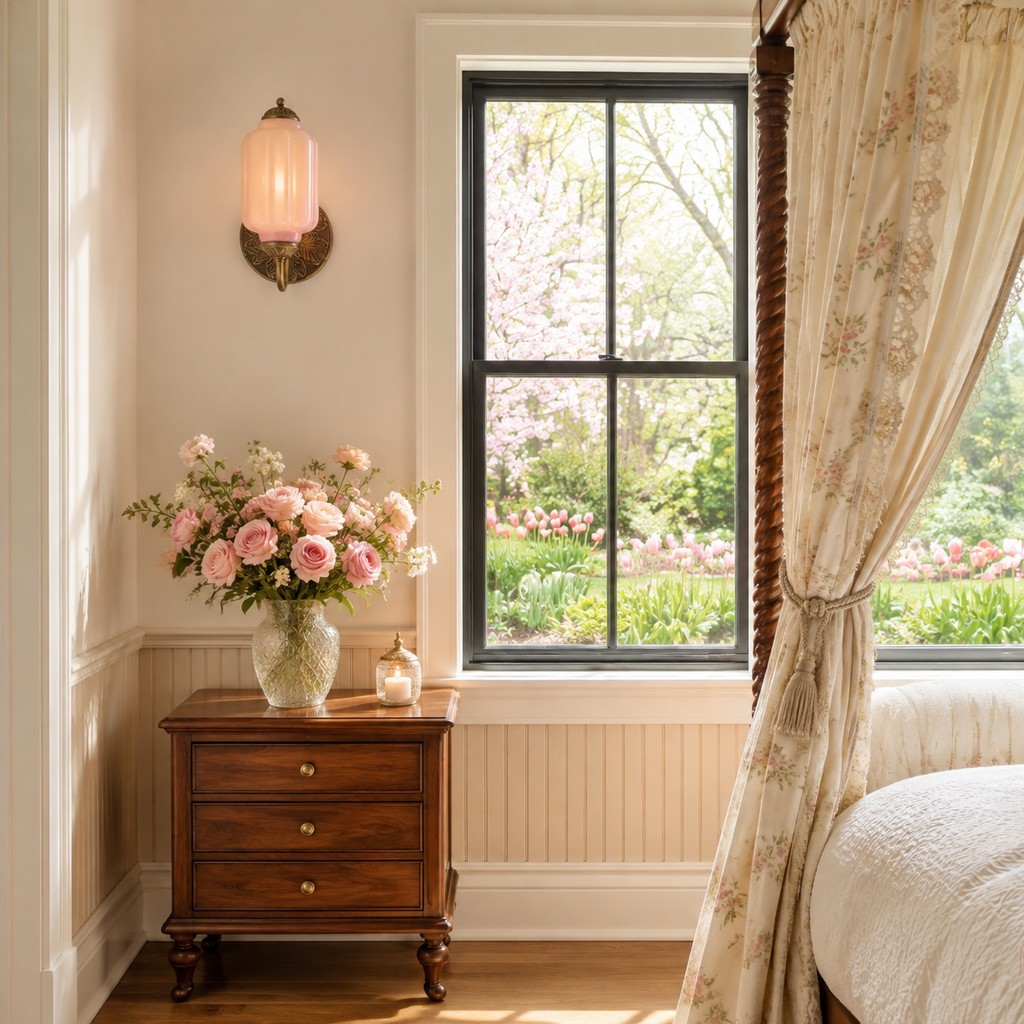 Eloise wall sconce in a bedroom scene