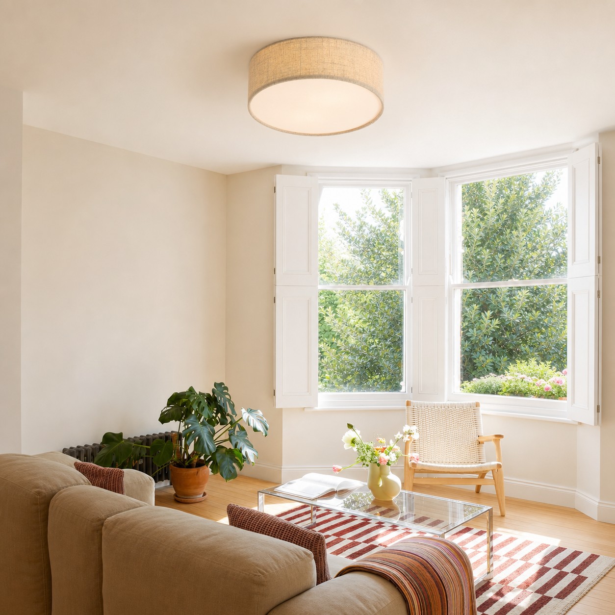 Dumora ceiling light in a sunny living room