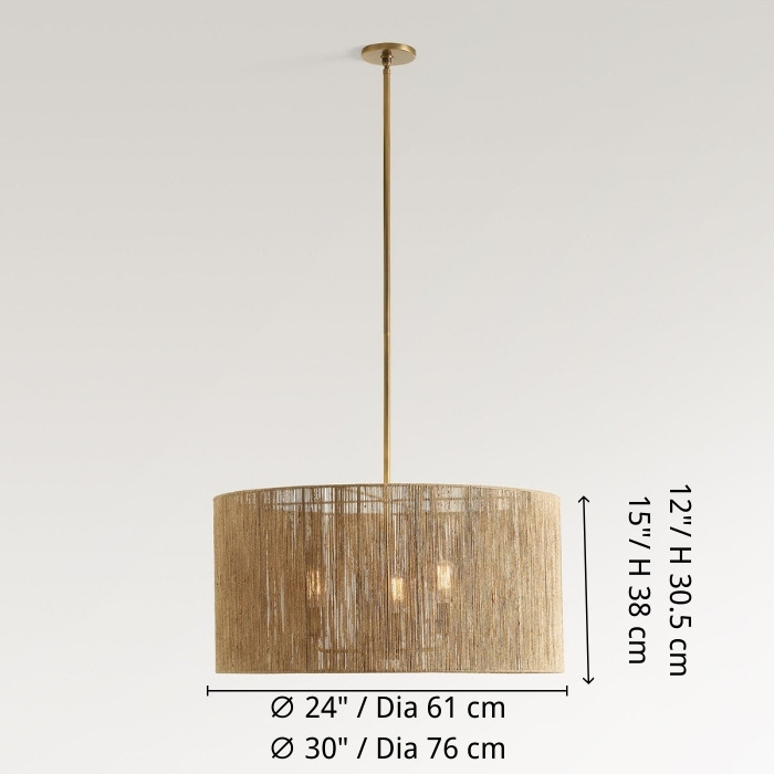Lirra brushed gold clear glass pendant size diagram