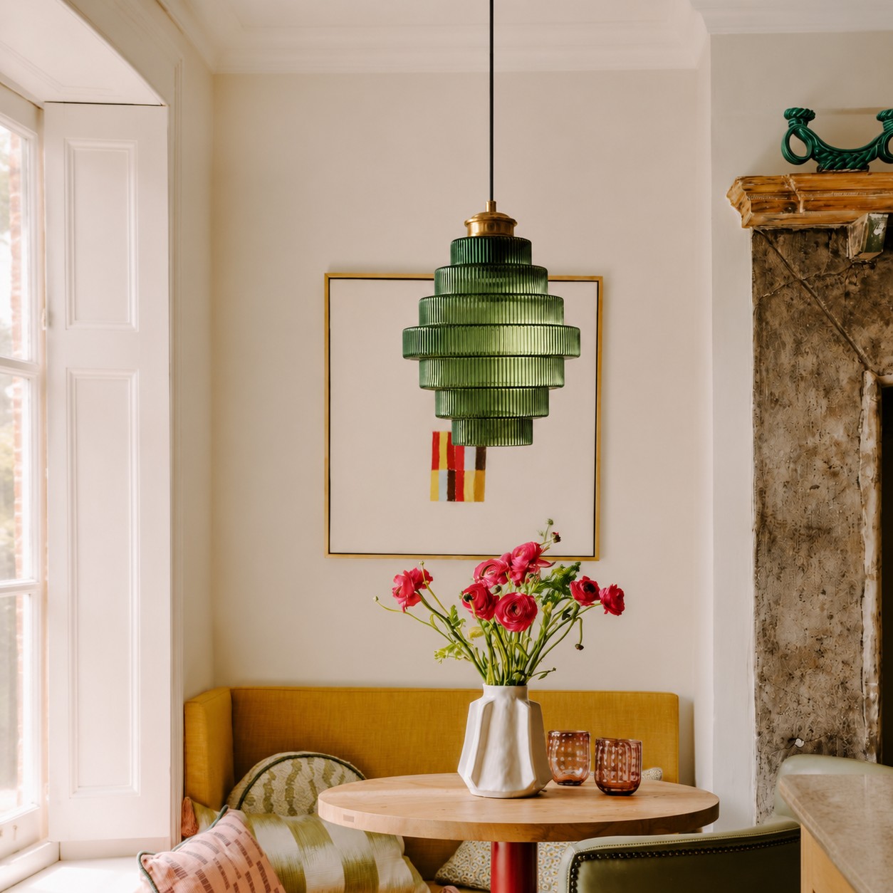 Ribella striped glass pendant lamp in a customer room