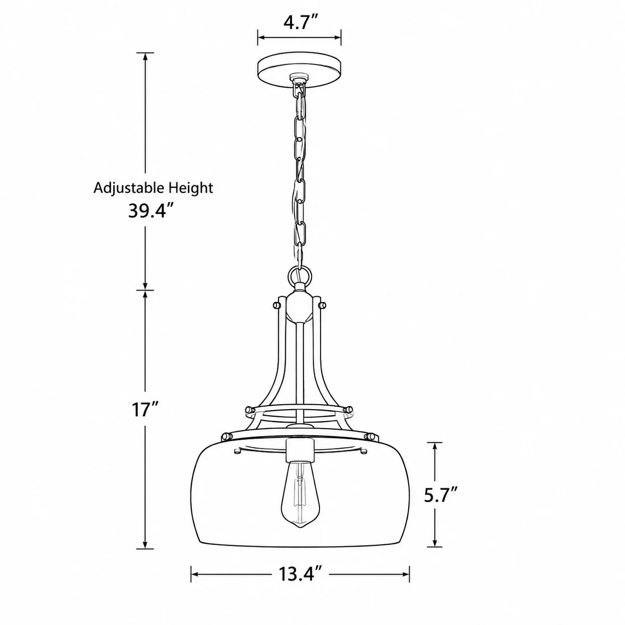 Ripple glass wall sconce size diagram