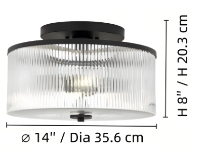 Ripple glass wall sconce size diagram