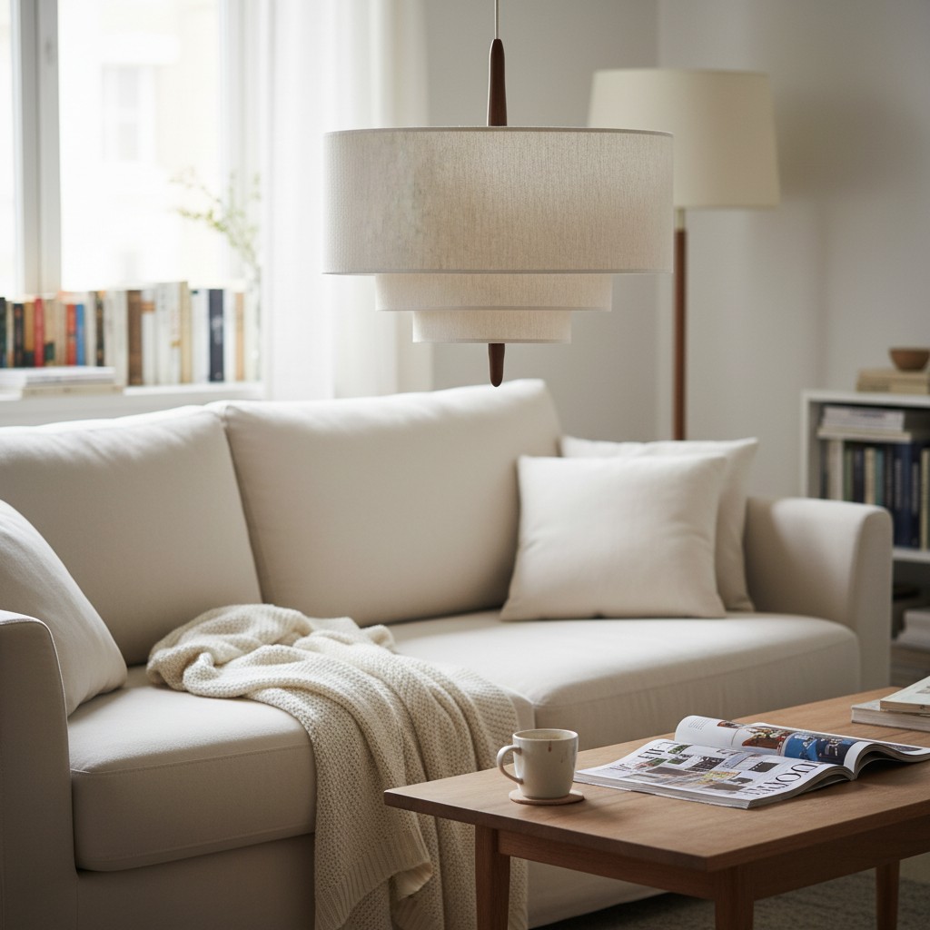 Softlume pendant lamp in a bright living room
