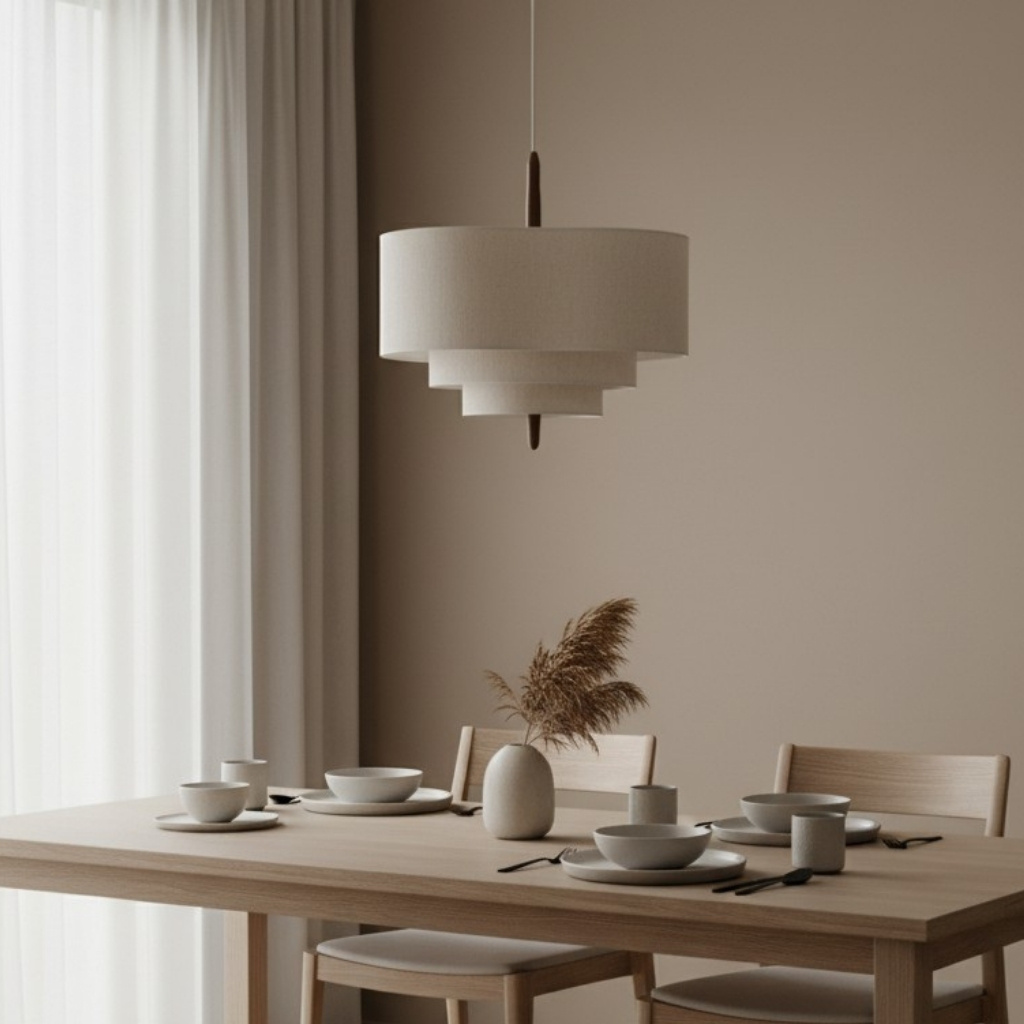 Softlume pendant lamp over a dining area