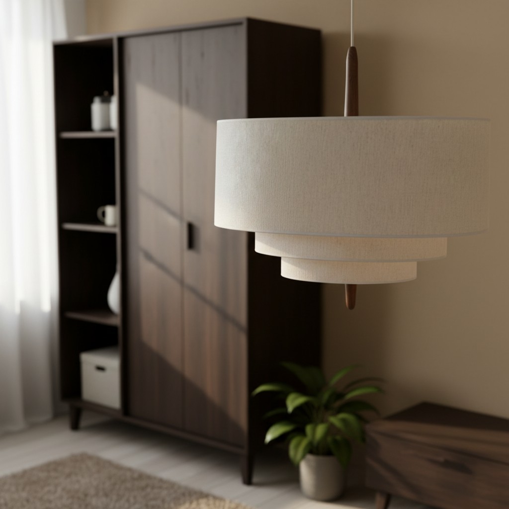Softlume pendant lamp beside bedroom storage