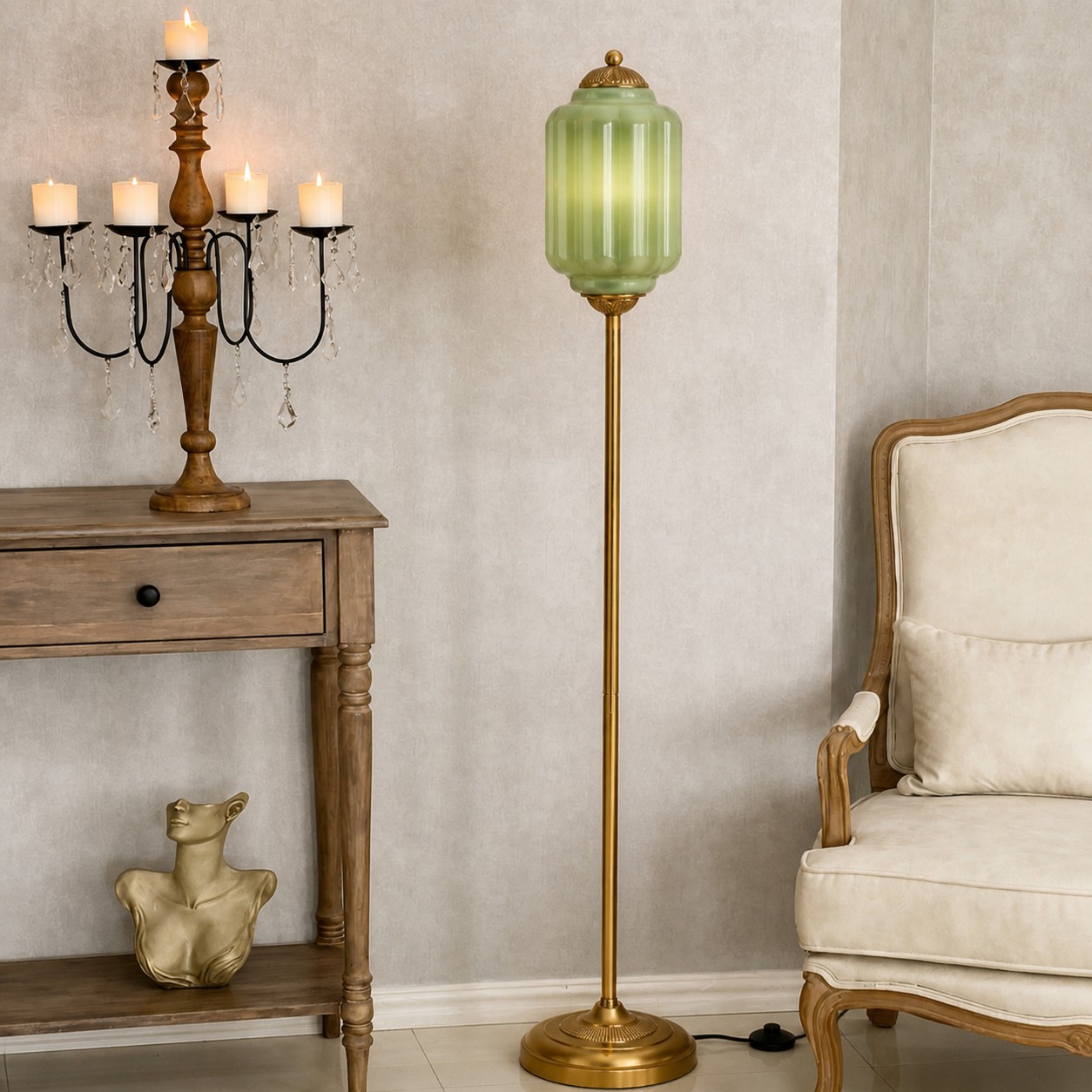 Eloise textured glass floor lamp in a classic interior
