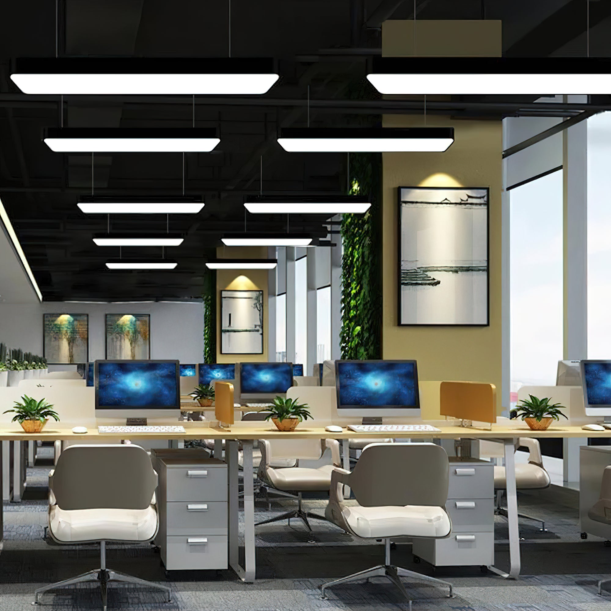 Modern LED Rectangular Office Pendant Light