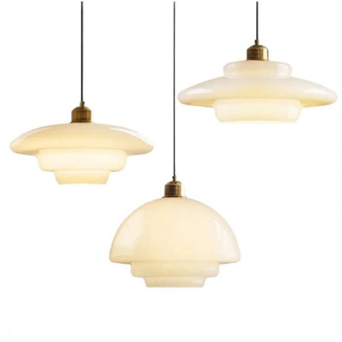 Art Deco Opal Glass Pendant Light S45