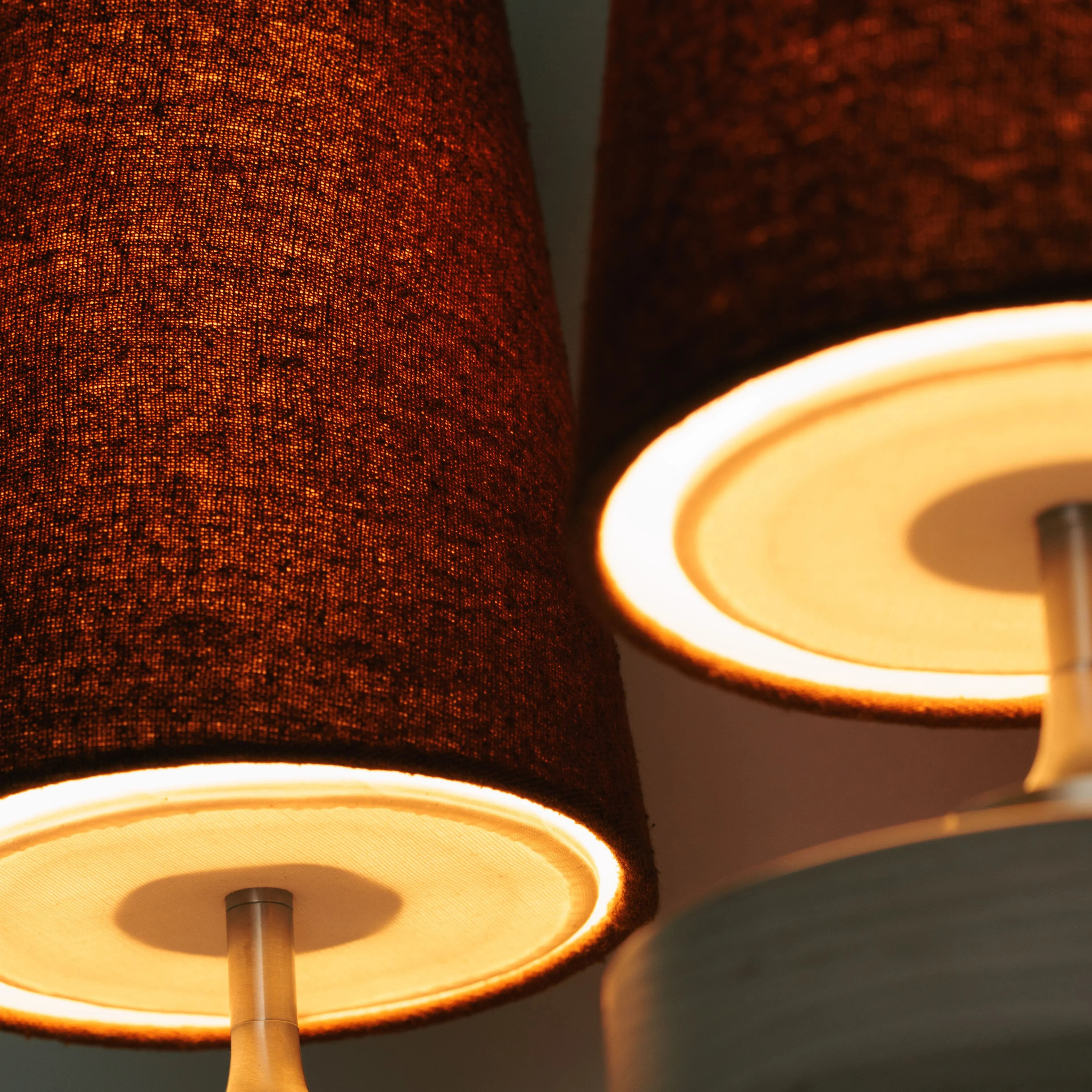 Diora lamp shade illuminated fabric texture