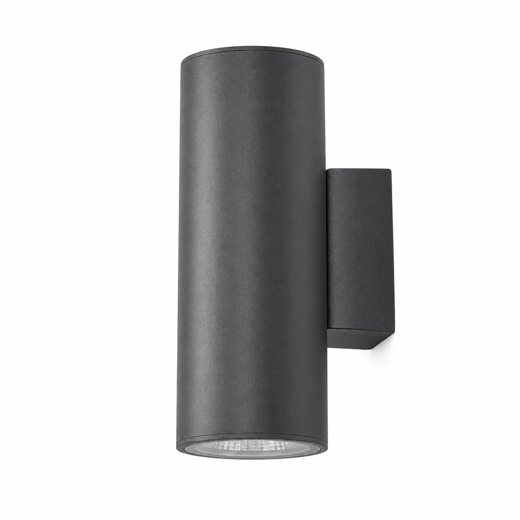 Aplique de pared exterior de cuerpo largo con 2 cabezales
