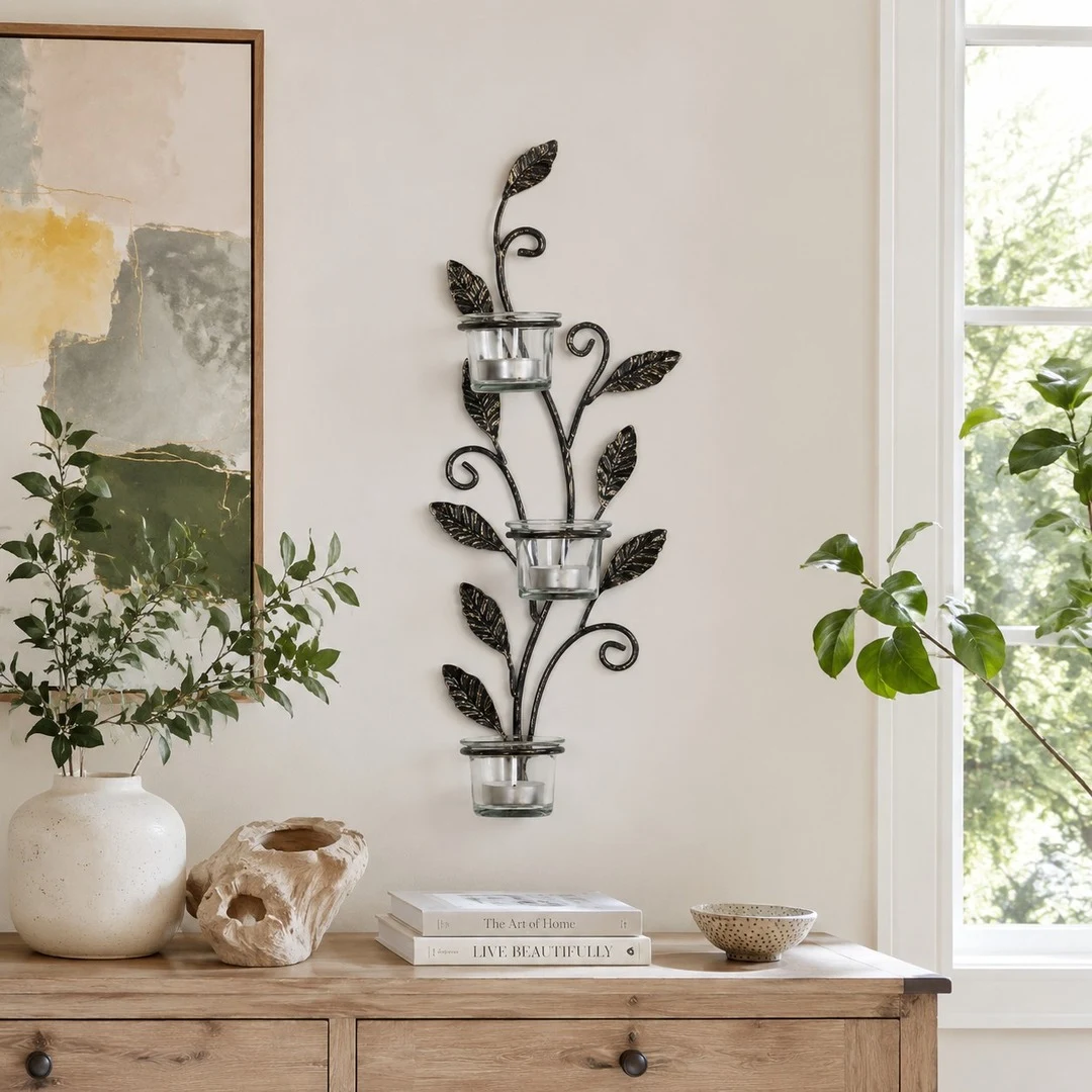 Aura black iron wall candlestick scene 4