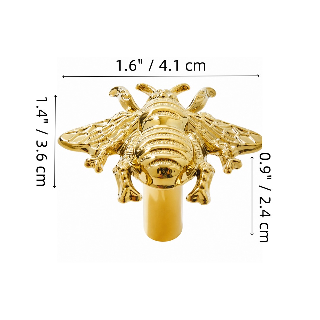 Totem bee cabinet handle dimension diagram in centimeters and inches