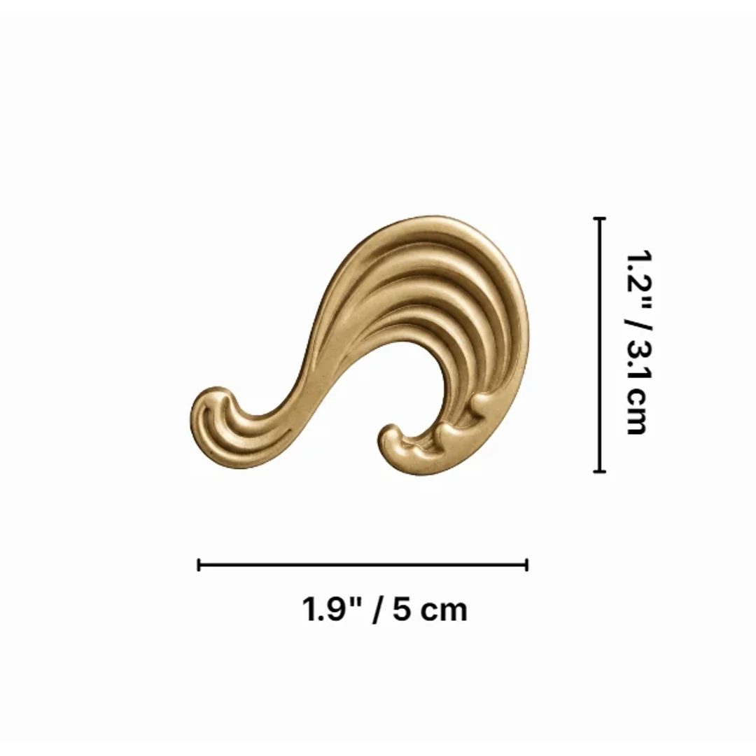 Wave cabinet knob dimensions 1.9 inches wide and 1.2 inches high