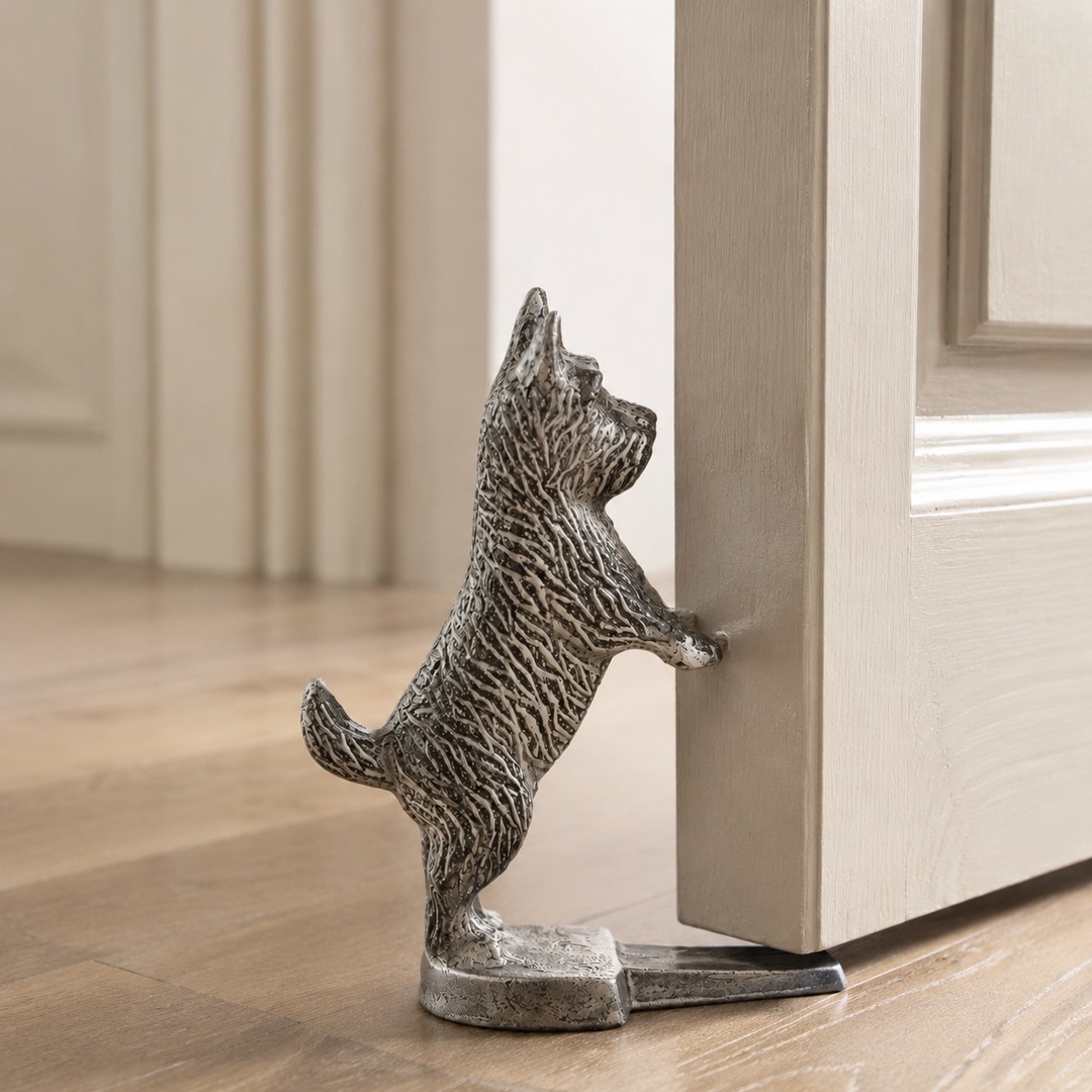 White Guardian door stopper beside a light interior door