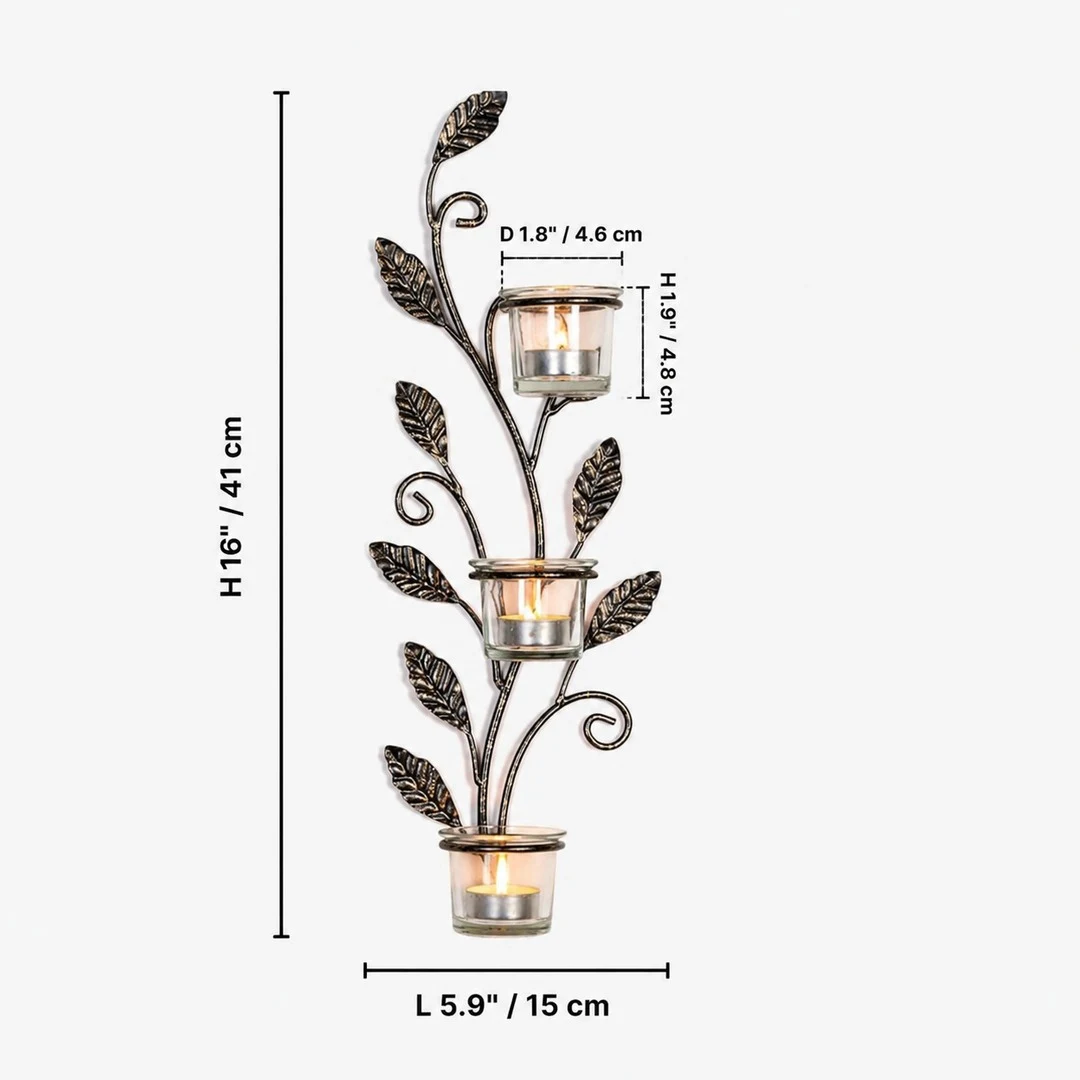 Aura black iron wall candlestick dimensions diagram