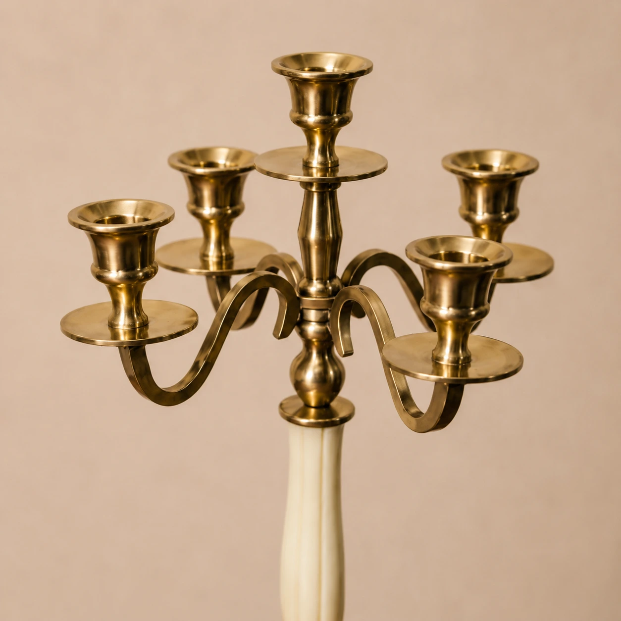 Close detail of Aura candlestick upper arms and candle cups