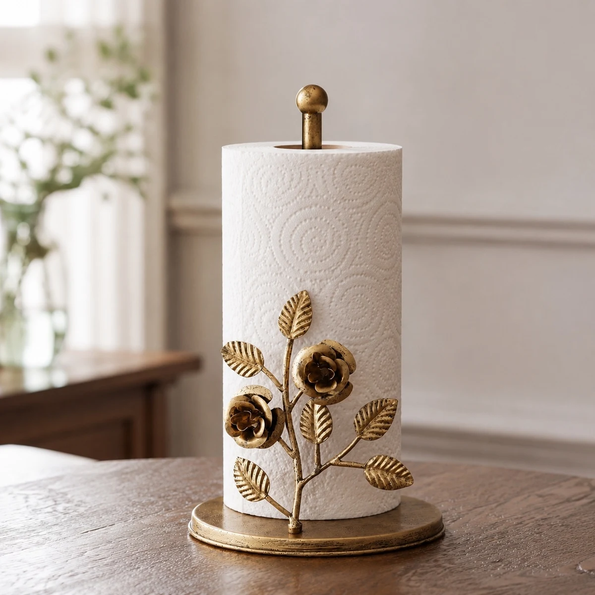 Rose Forma tissue holder styled on a tabletop