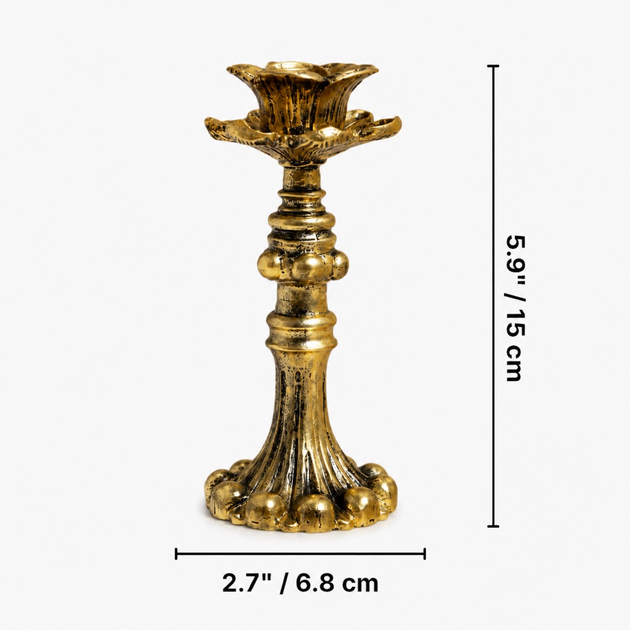 Aura Style A candlestick dimensions diameter 2.7 inches by height 5.9 inches