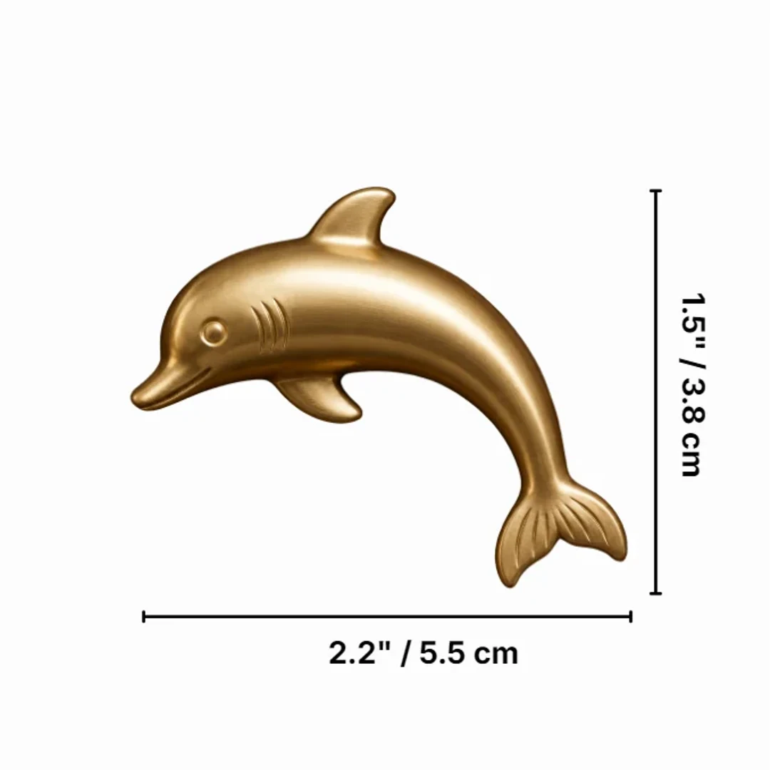 Dolphin cabinet knob dimensions 2.2 inches wide and 1.5 inches high