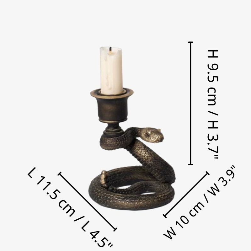 Aura Snake Candlestick dimensions 4.5 inches long, 3.9 inches wide, 3.7 inches high