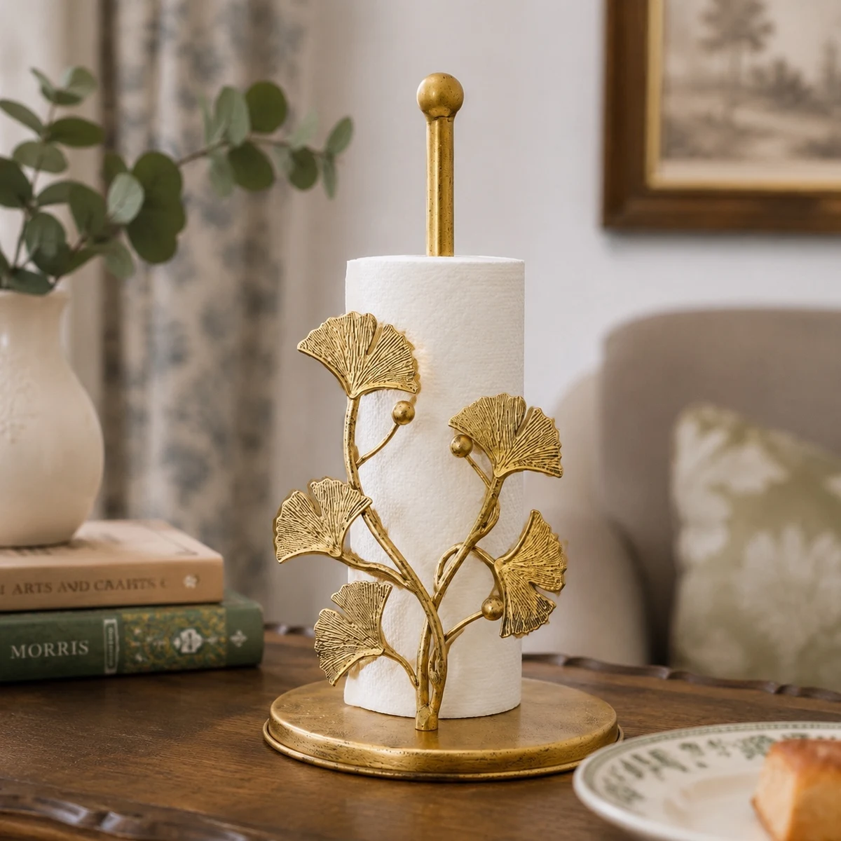 Forma ginkgo decorative tissue holder styled on a tabletop
